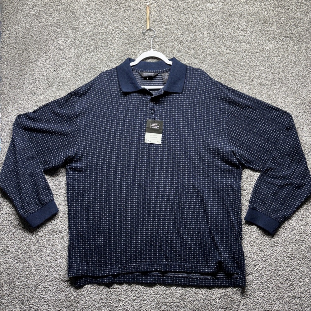 Knightsbridge VTG 90s Dad‎ Mens XL 52in Geometric Collared Long Sleeve Polo NWT
